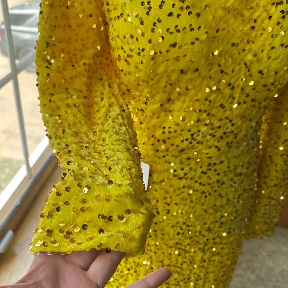 Luxurious Yellow Sequin Dress (NWT) - Picture 6 of 17